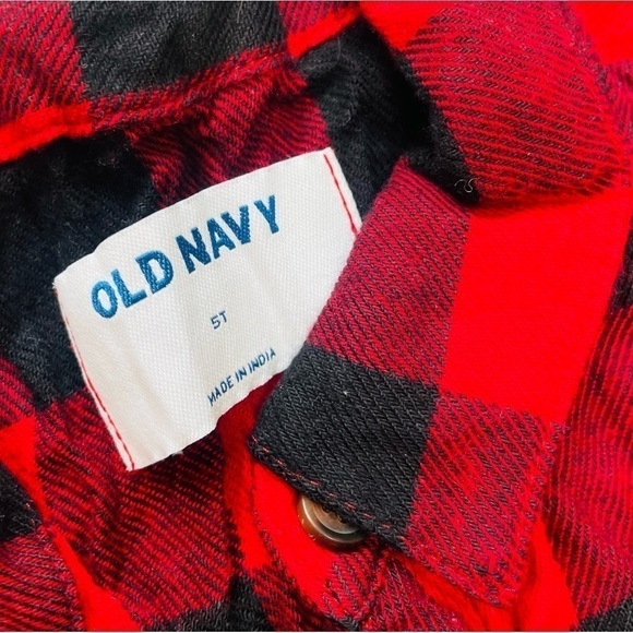OLD Navy Buffalo Plaid Button Down Flannel Tiered Dress in Red and Black - Picture 2 of 7